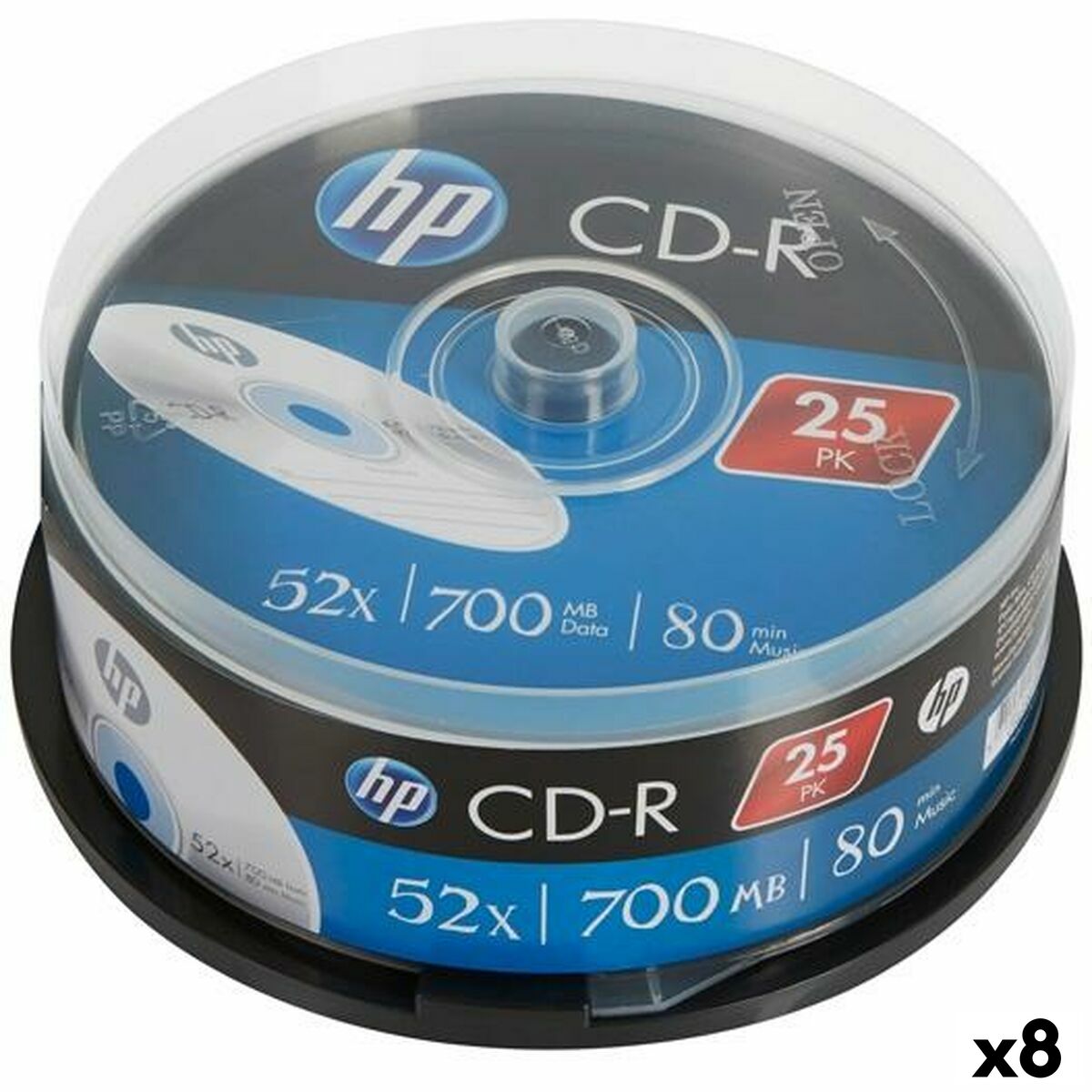 CD-R HP 700 MB 52x (8 Unidades) - Effik Store