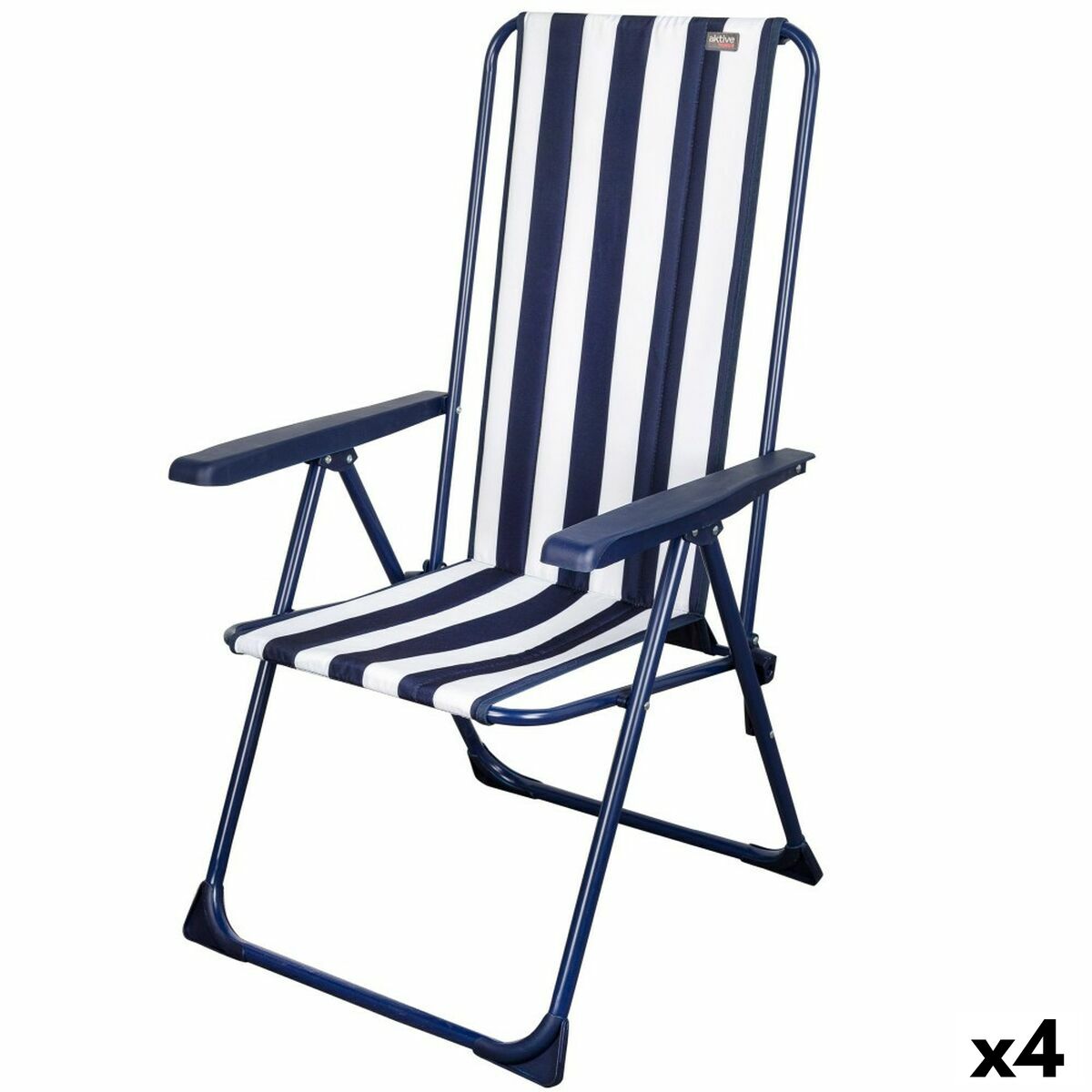 Silla Plegable Aktive A rayas Blanco Azul marino 46 x 101 x 59 cm (4 Unidades) - Effik Store